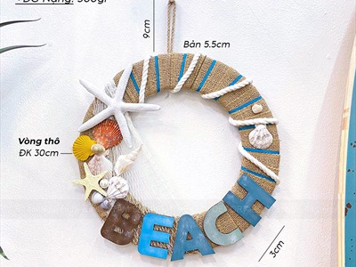 Vòng treo cửa vải bố BEACH Sao Trắng PCB [Thủ công] ĐK30cm VTC-PCB-04